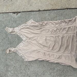 Lace-Trim Taupe Women's Tank